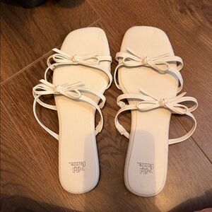 wild fable White Bow-Strap Slide Sandals